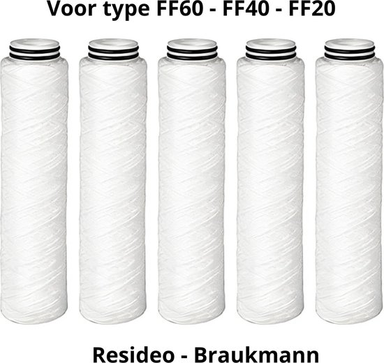 Honeywell 5 x vervangfilter 25 micron koordfilter voor regenwaterfilter - FF60 of FF40