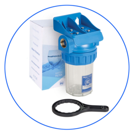 Aquafilter , 3 part Filterhuis 5" met support en sleutel FHPR5-34-WB - 3/4"