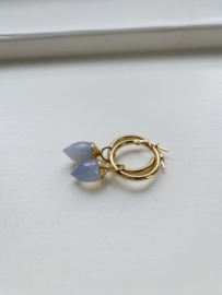 Gouden Creolen met blauwgrijze Maanstenen (14krt)