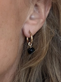 Gouden Creolen met Onyx (14krt)