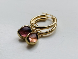 Gouden creolen met Toermalijn (14krt)