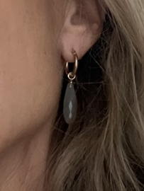 Gouden Creolen met Maansteen (14krt)