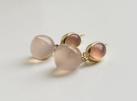 14krt oorbellen met Chalcedoon