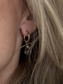 Gouden Creolen met Prasioliet 14krt