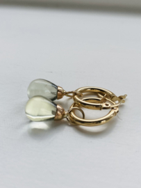 Gouden Creolen met Prasioliet 14krt