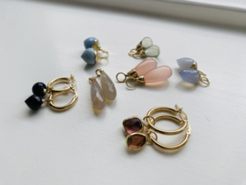 Gouden Creolen met Maansteen (14krt)