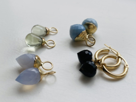 Gouden Creolen met Prasioliet 14krt