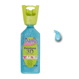 Diam's 3D verf transparant glitter turquoise 37 ml