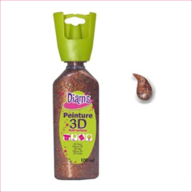 Diam's 3D verf dekkend glitter grenat (rood & goud glitters) 37 ml