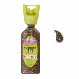 Diam's 3D verf dekkend glitter nougatine (bruin & goud glitters) 37 ml
