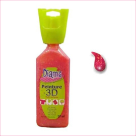 Diam's 3D verf transparant glitter rood 37 ml