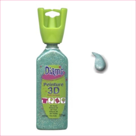 Diam's 3D verf transparant glitter licht blauw 37 ml