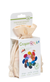 Crayon Rocks katoenen zakje ecru met  16 kleuren soja waskrijtjes