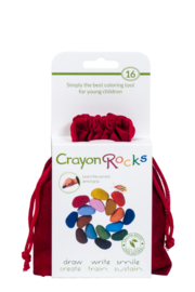 Crayon Rocks rood fluwelen zakje met 16 kleuren sojawaskrijtjes