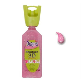 Diam's 3D verf transparant glitter roze 37 ml