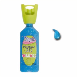 Diam's 3D verf transparant glitter fel blauw 37 ml