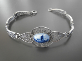 Elegante  armband met ovale Delftse steen