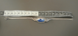 Fijne zilveren filigrain armband met molenlandschap.