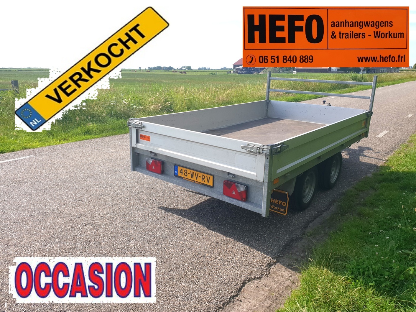 Jonge, nette, SARIS C 2000 kg  tandemas plateauwagen 3.05 x 1.70 mtr.