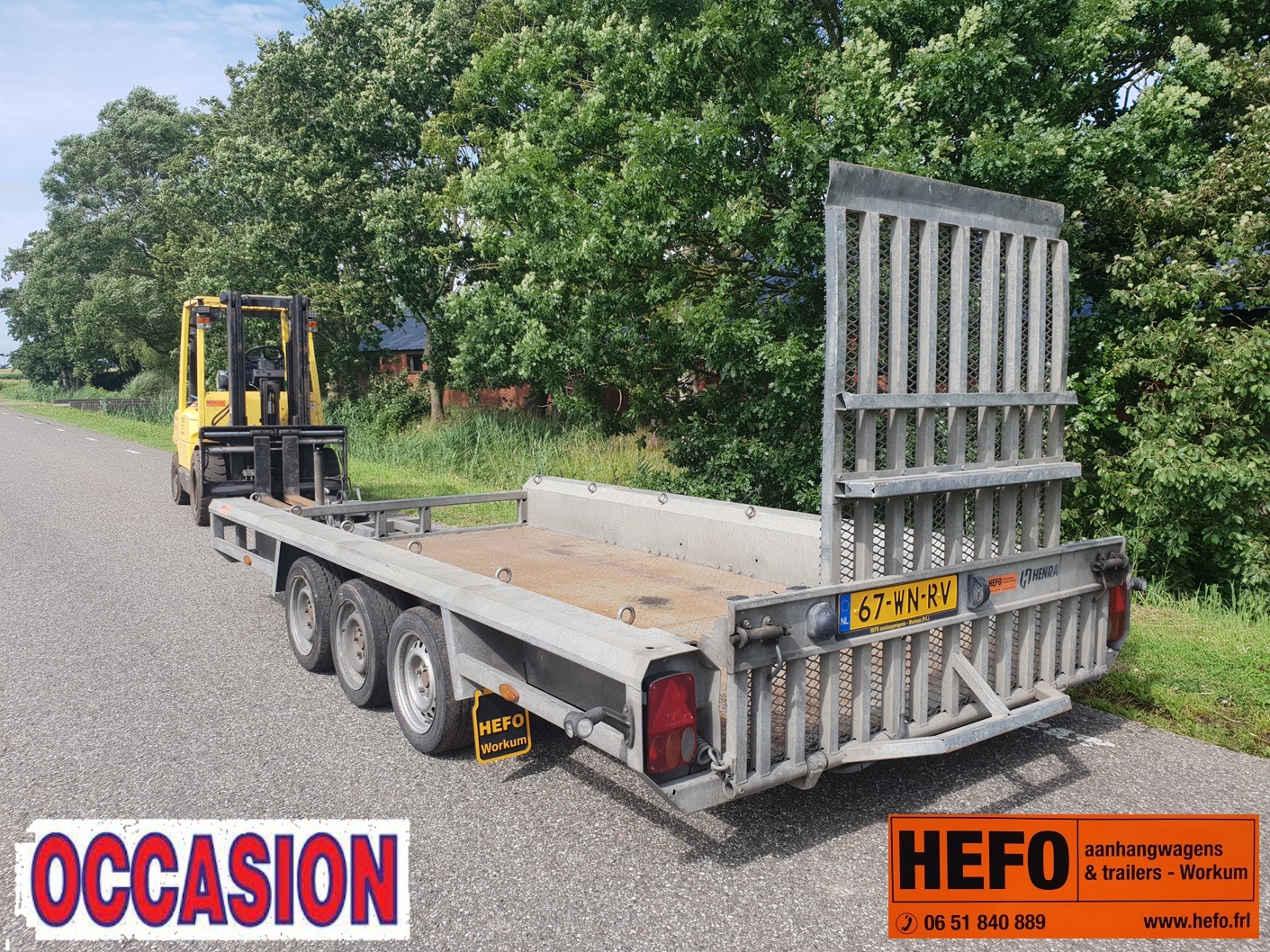 Strakke, Henra hoogwerker-transporter, 3500 kg/ 3 asser 4.00 x 1.80 mtr.