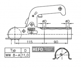 WW kogel-koppeling 800 kg. ongeremd VK 60 mm.