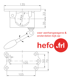 WW neuswiel / steunpoot klem Ø 48 mm. 4 gaats, flex. spindel