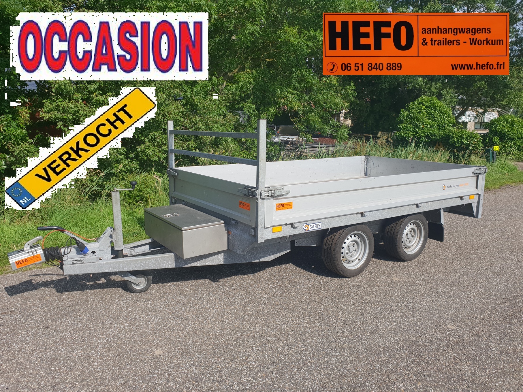 Jonge, nette, SARIS C 2000 kg  tandemas plateauwagen 3.05 x 1.70 mtr.