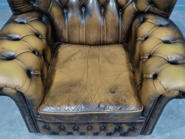 Vintage Lederen Chesterfield arm Fauteuil
