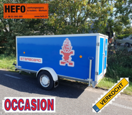 Hapert 1300 kg  geremde, enkelas, GESLOTEN, bakwagen 3.00 x 1.30 x 1.20 mtr.