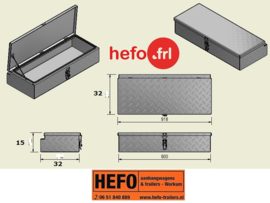 Aluminium dissel opbergbox voor Anssems PSX/ASX -  90x32x15 cm.