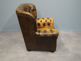 Vintage Lederen Chesterfield arm Fauteuil