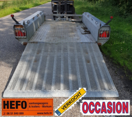 Henra - 2700 kg. geremde MACHINE-TRANSPORTER 3.00 x 1.50 / klep 1.50 mtr.