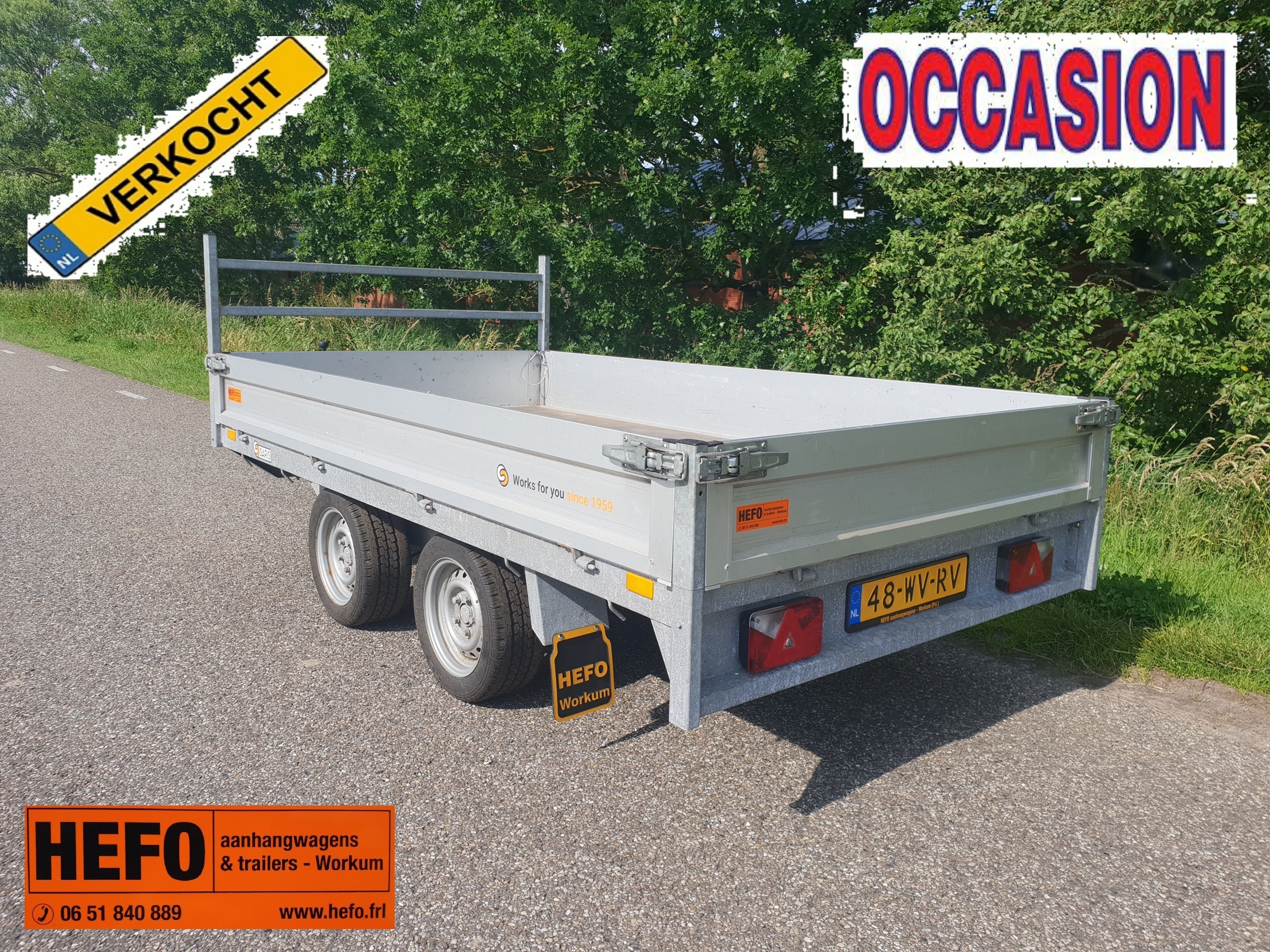 Jonge, nette, SARIS C 2000 kg  tandemas plateauwagen 3.05 x 1.70 mtr.