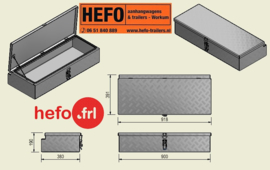 Aluminium dissel opbergkist voor HENRA PL serie -  90x38x19 cm.