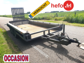 Verkocht, Henra hoogwerker-transporter, 3500 kg/ 3 asser 4.00 x 1.80 mtr.
