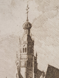 HOORN; de grote kerk -  Antieke ets (1750)