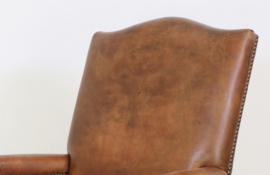 Vintage ,mahoniehouten, lederen bureaustoel