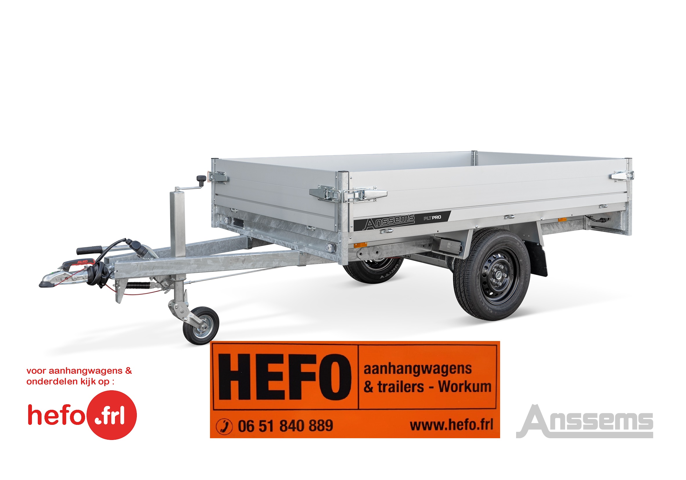 PLT1 - PRO enkelas 1350 kg geremd 2.51 x 1.50 mtr.