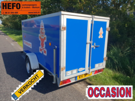 Hapert 1300 kg  geremde, enkelas, GESLOTEN, bakwagen 3.00 x 1.30 x 1.20 mtr.