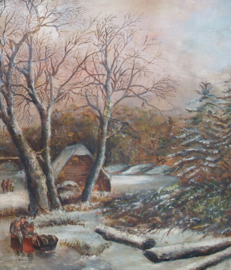 Fraai wintertafereel - navolger van A. Schelfhout 1787-1870