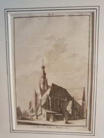 HOORN; de grote kerk -  Antieke ets (1750)