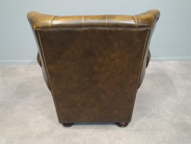 Vintage Lederen Chesterfield arm Fauteuil