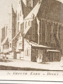 HOORN; de grote kerk -  Antieke ets (1750)