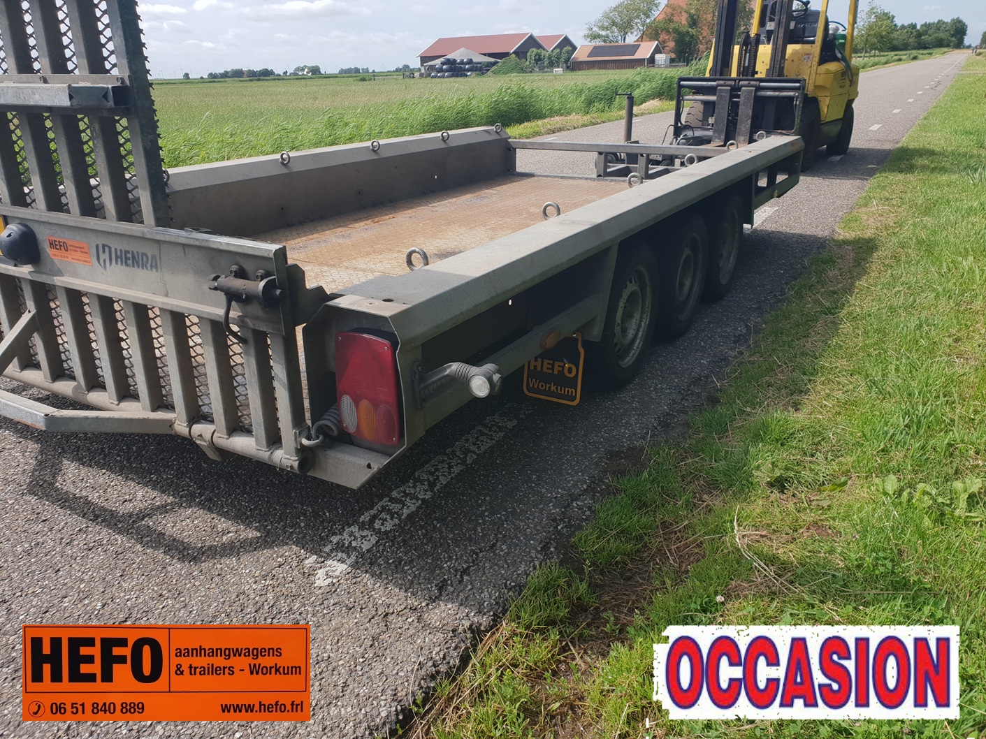 Strakke, Henra hoogwerker-transporter, 3500 kg/ 3 asser 4.00 x 1.80 mtr.