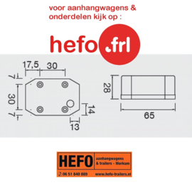 Breedte lamp Aspöck - op montagesteun en 500 mm snoer