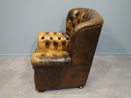 Vintage Lederen Chesterfield arm Fauteuil