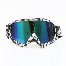 Skibril  luxe lens blauw  evo frame zwart / wit  N type 3