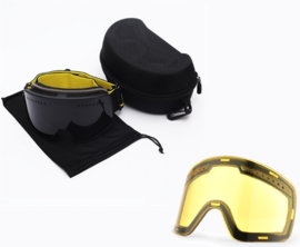 Skibril magnetische lens spiegel black frame zwart Y type 6 Cat. 1 tot 4 - ☀/☁