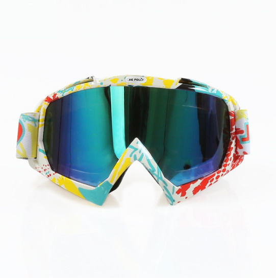 Skibril  luxe lens blauw  evo frame geel wit en rood N type 9