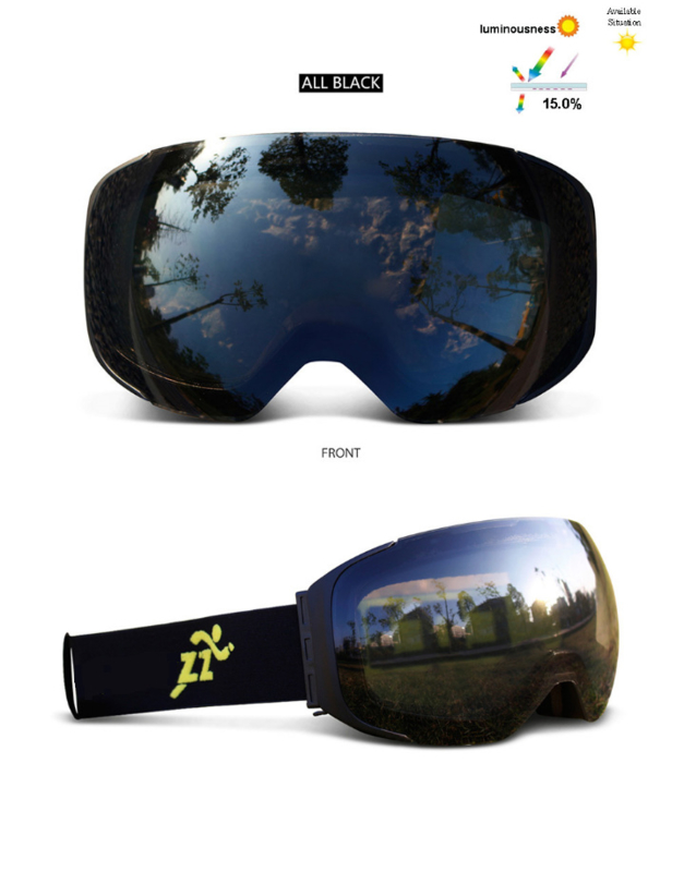 Skibril met EXTRA lens All black frame Zwart AX type Cat. 0 tot 4 - ☀/☁ | Ski bril AX type duo lens |